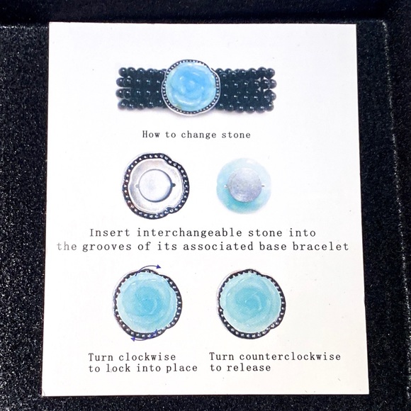 HSN Onyx Stretch Bracelet with Interchangeable 4-in-1 Magnetic Carved Roses - Picture 14 of 14